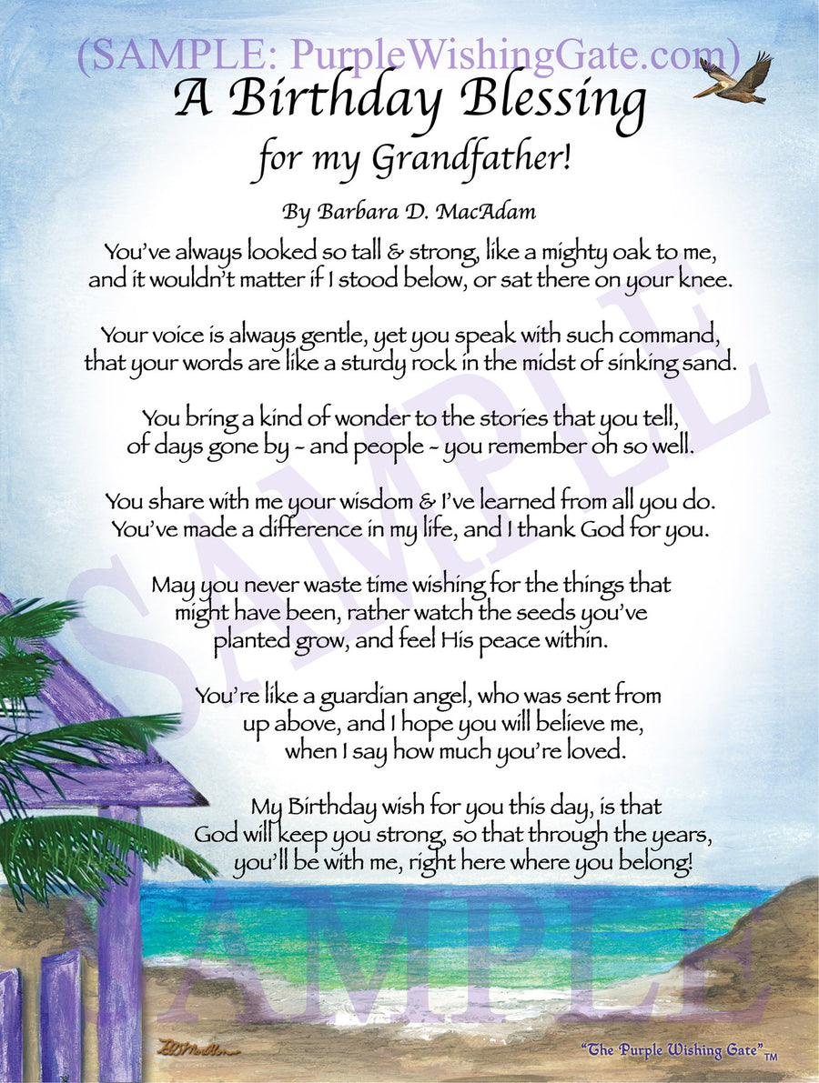 Grandfather Birthday Gift: Personalized Blessing | PurpleWishingGate