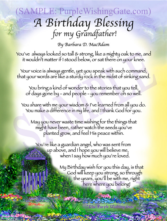 Grandfather Birthday Gift: Personalized Blessing | PurpleWishingGate