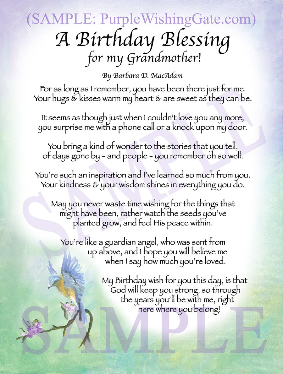 Grandmother Birthday Gift: Personalized Blessing | PurpleWishingGate