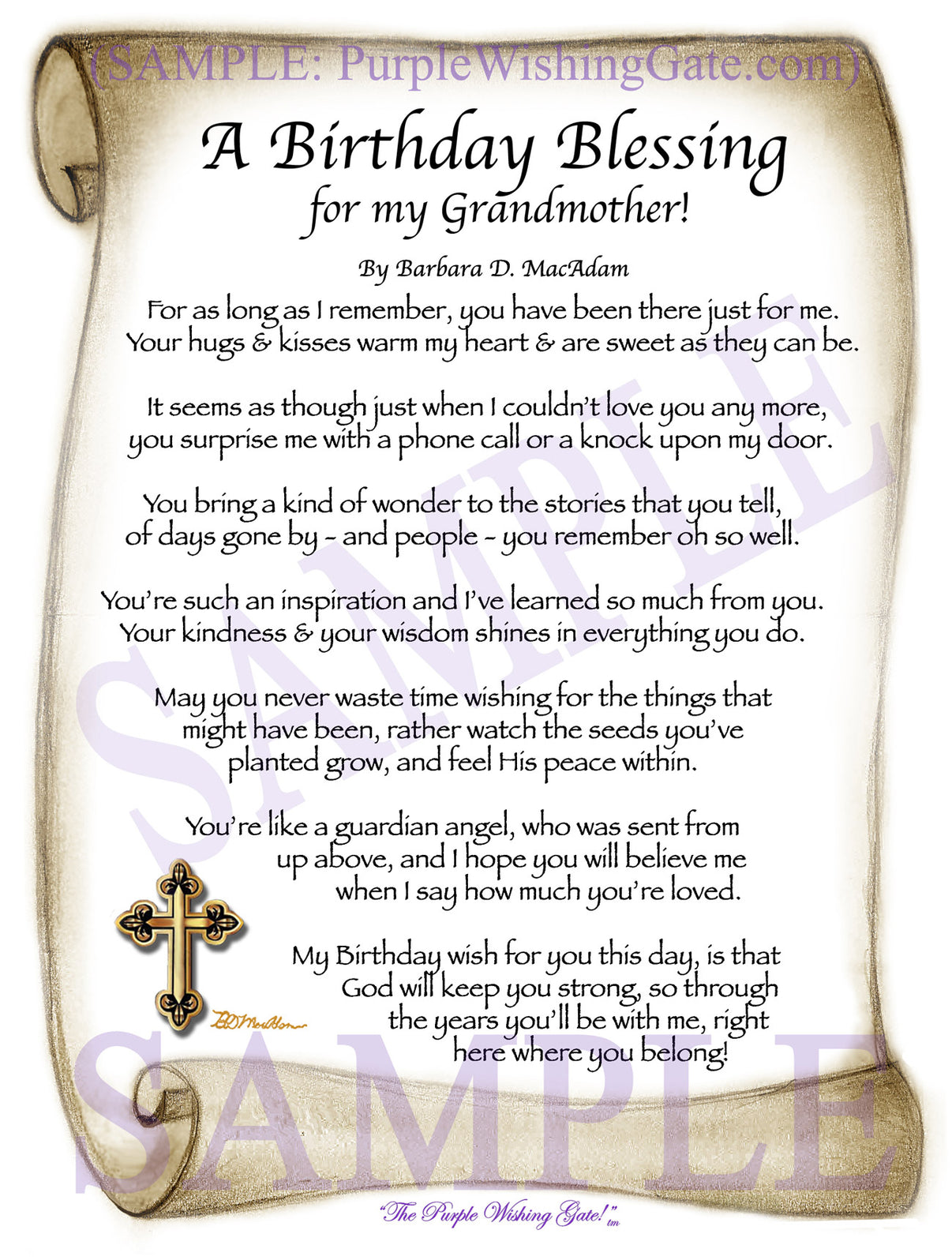 A Birthday Blessing for my Grandmother! - Birthday Gift - PurpleWishingGate.com