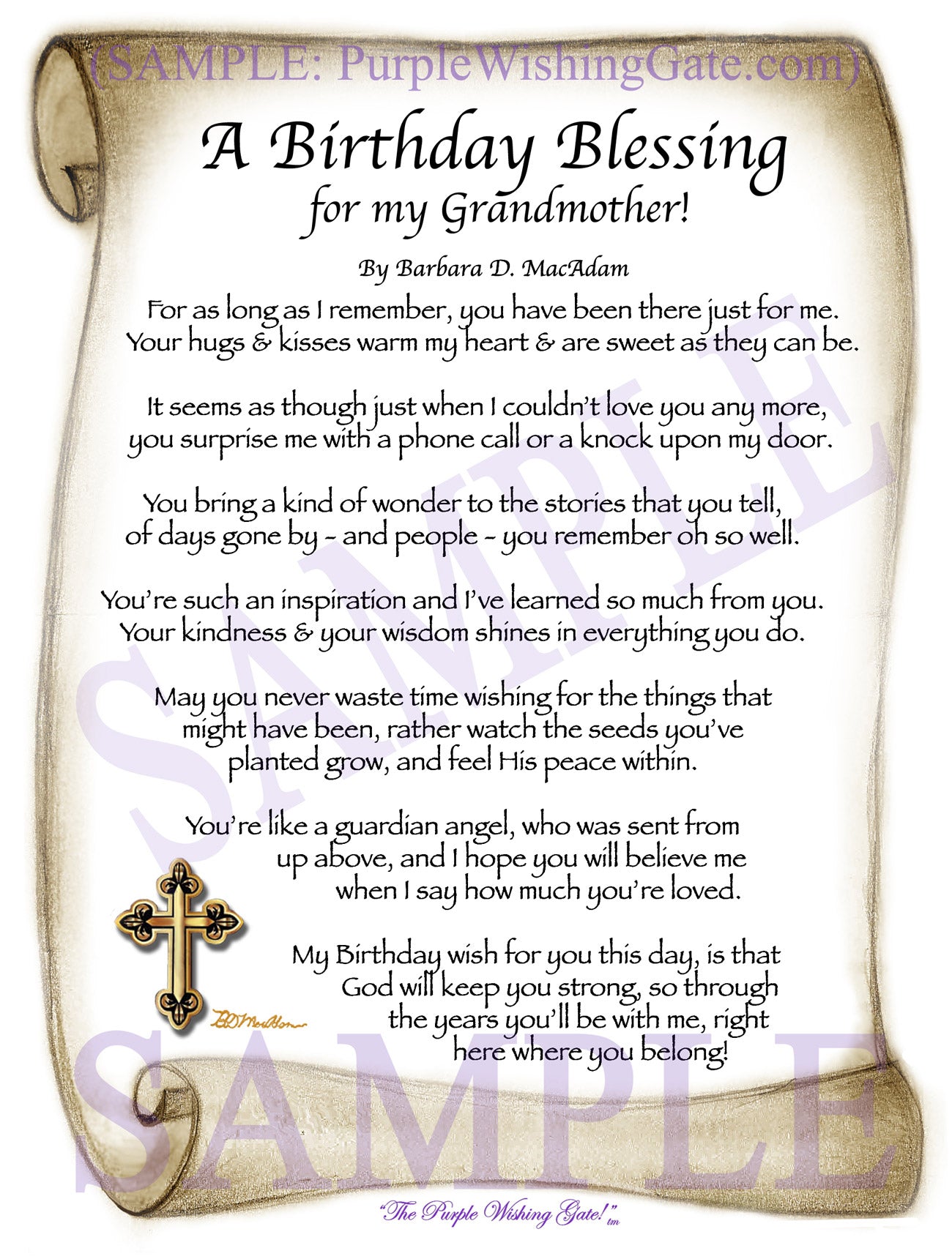 A Birthday Blessing for my Grandmother! - Birthday Gift - PurpleWishingGate.com