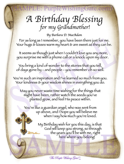 A Birthday Blessing for my Grandmother! - Birthday Gift - PurpleWishingGate.com