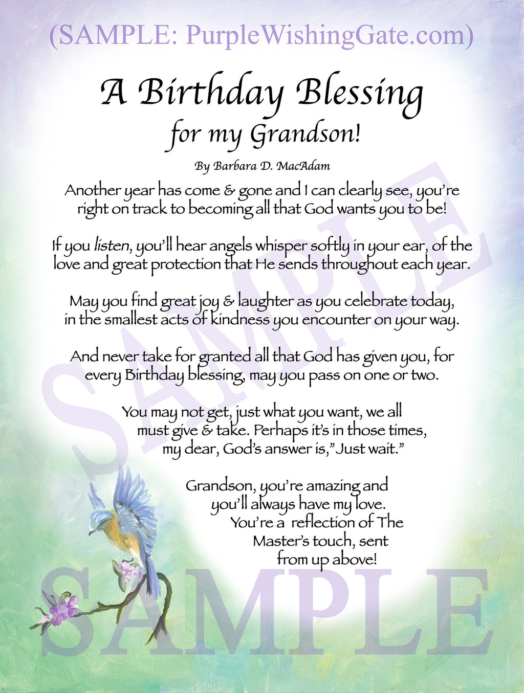 A Birthday Blessing for my Grandson! - Birthday Gift - PurpleWishingGate.com