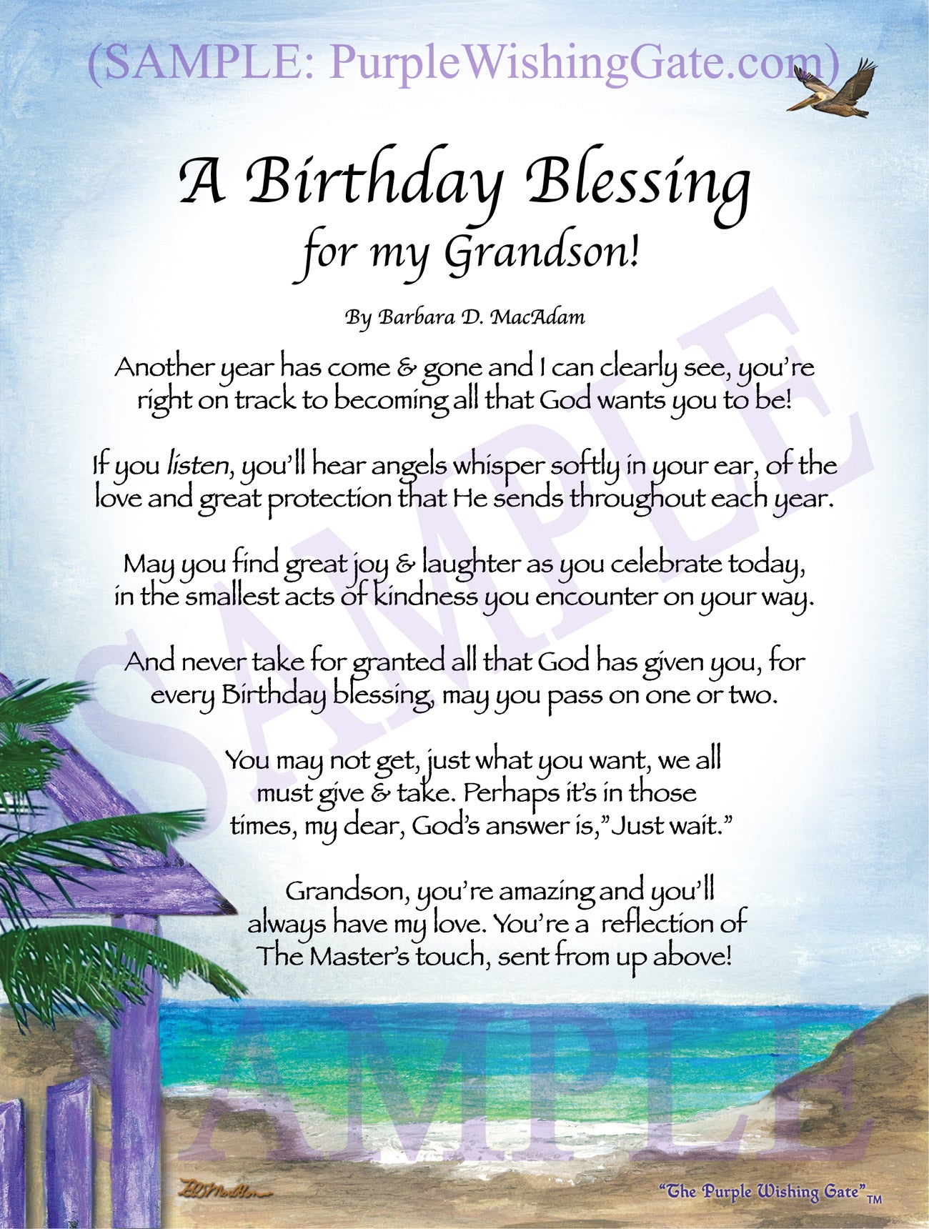 A Birthday Blessing for my Grandson! - Birthday Gift - PurpleWishingGate.com