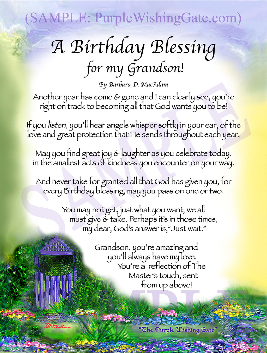 A Birthday Blessing for my Grandson! - Birthday Gift - PurpleWishingGate.com