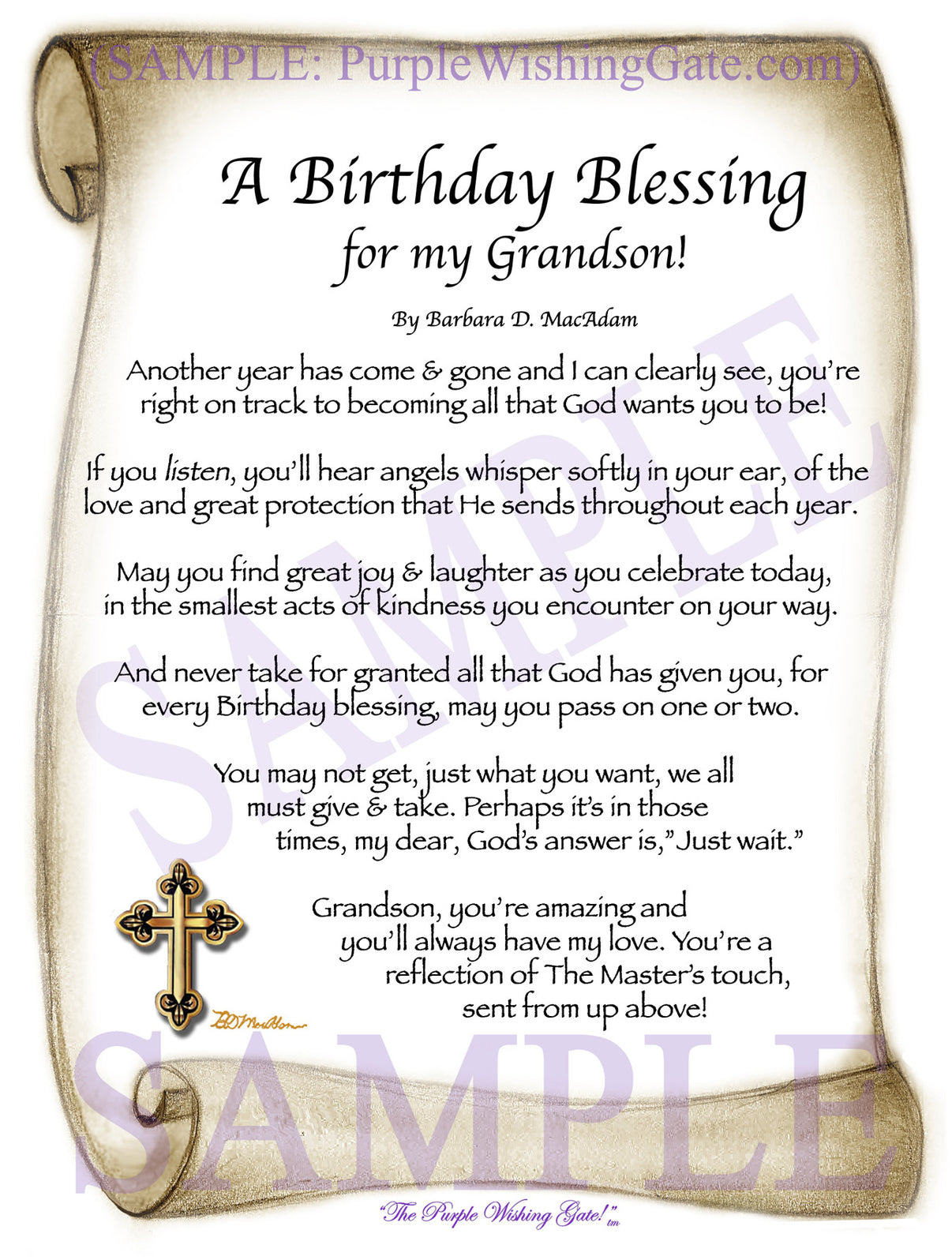 A Birthday Blessing for my Grandson! - Birthday Gift - PurpleWishingGate.com
