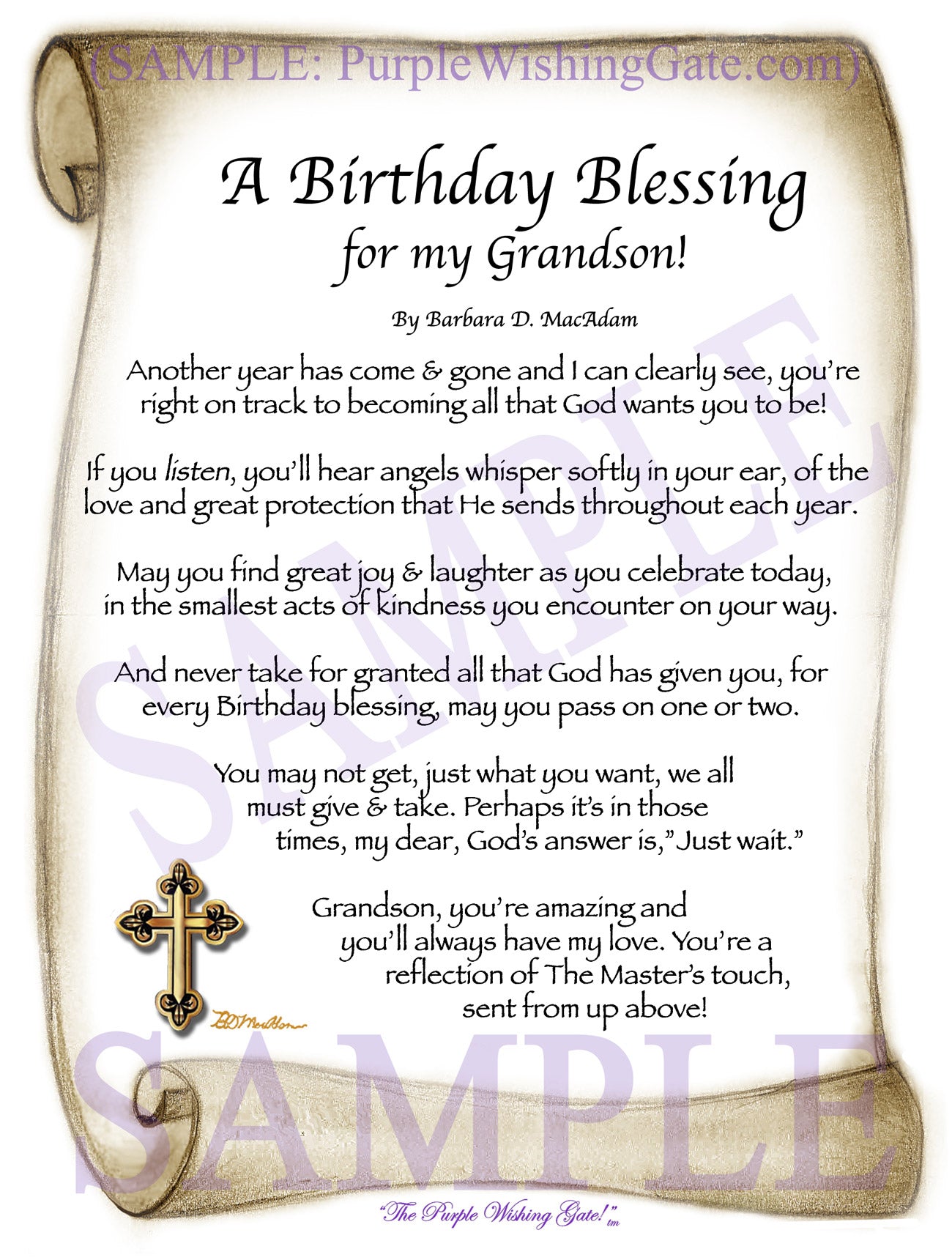 A Birthday Blessing for my Grandson! - Birthday Gift - PurpleWishingGate.com