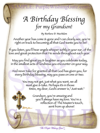A Birthday Blessing for my Grandson! - Birthday Gift - PurpleWishingGate.com
