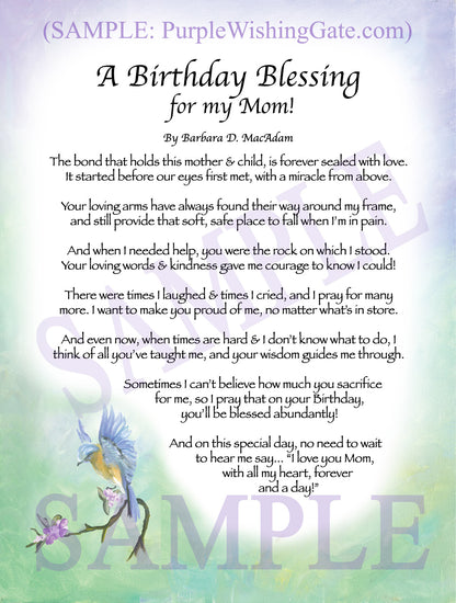 A Birthday Blessing for my Mom! - Birthday Gift - PurpleWishingGate.com