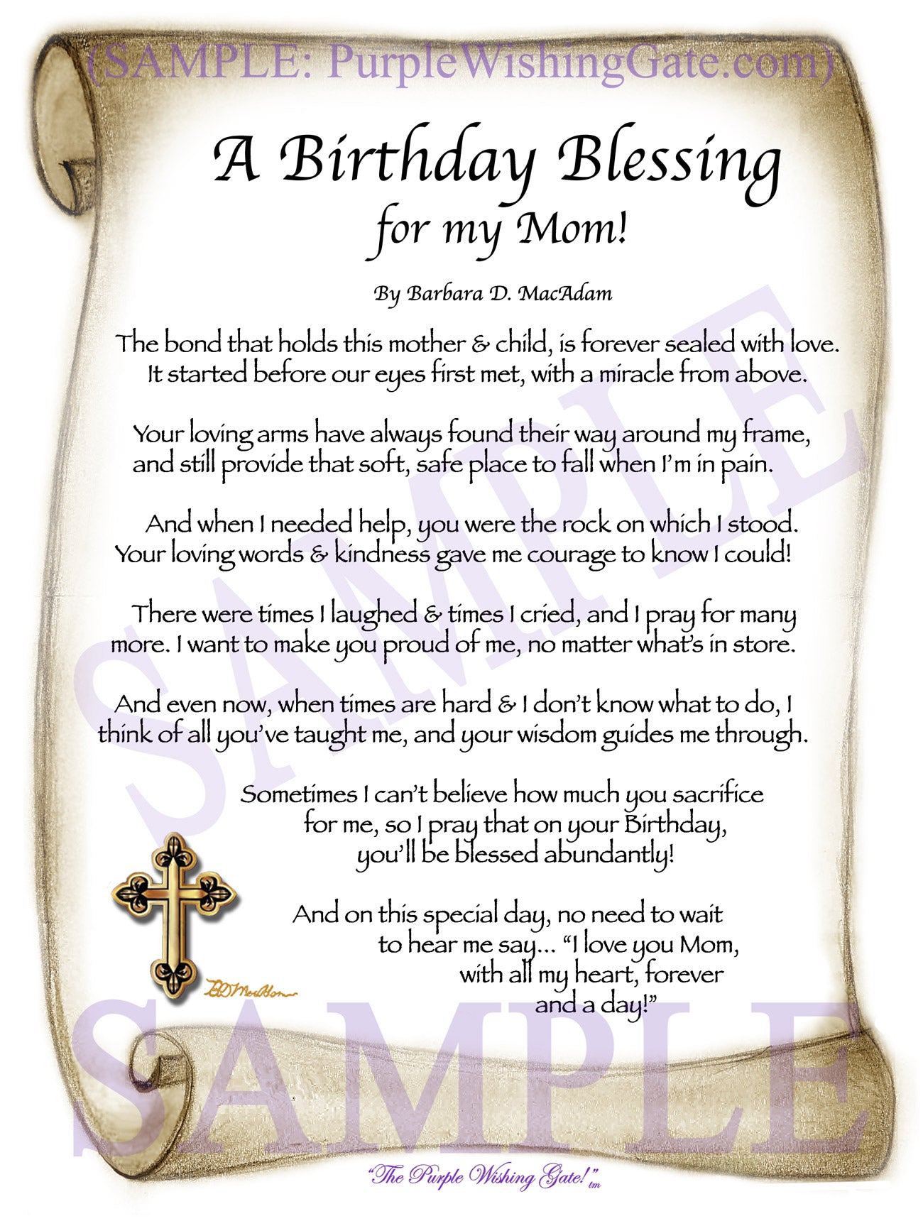 A Birthday Blessing for my Mom! - Birthday Gift - PurpleWishingGate.com