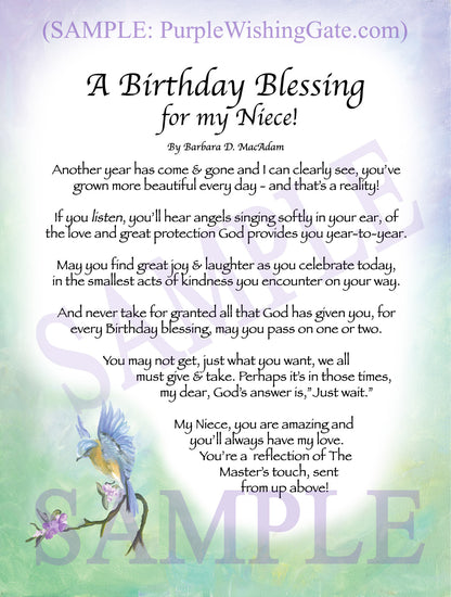 A Birthday Blessing for my Niece! - Birthday Gift - PurpleWishingGate.com