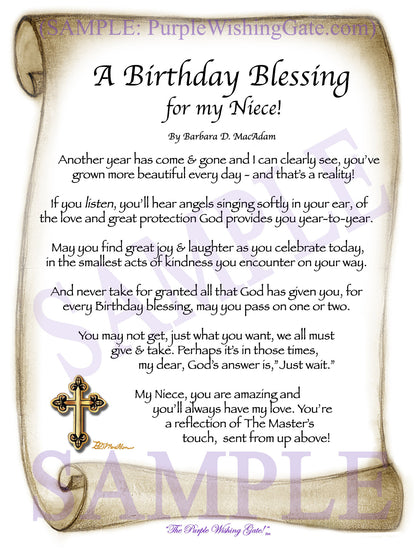 A Birthday Blessing for my Niece! - Birthday Gift - PurpleWishingGate.com