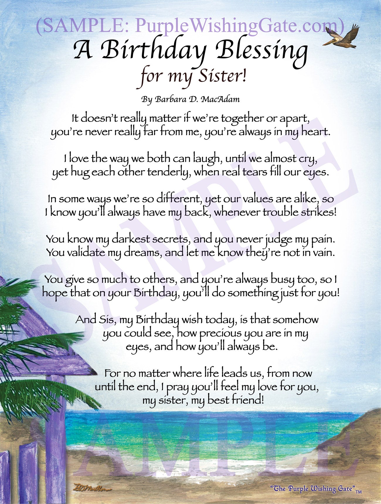 A Birthday Blessing! for my Sister - Birthday Gift - PurpleWishingGate.com