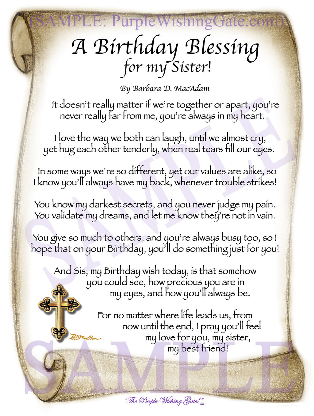 A Birthday Blessing for my Sister: Sepia Scroll
