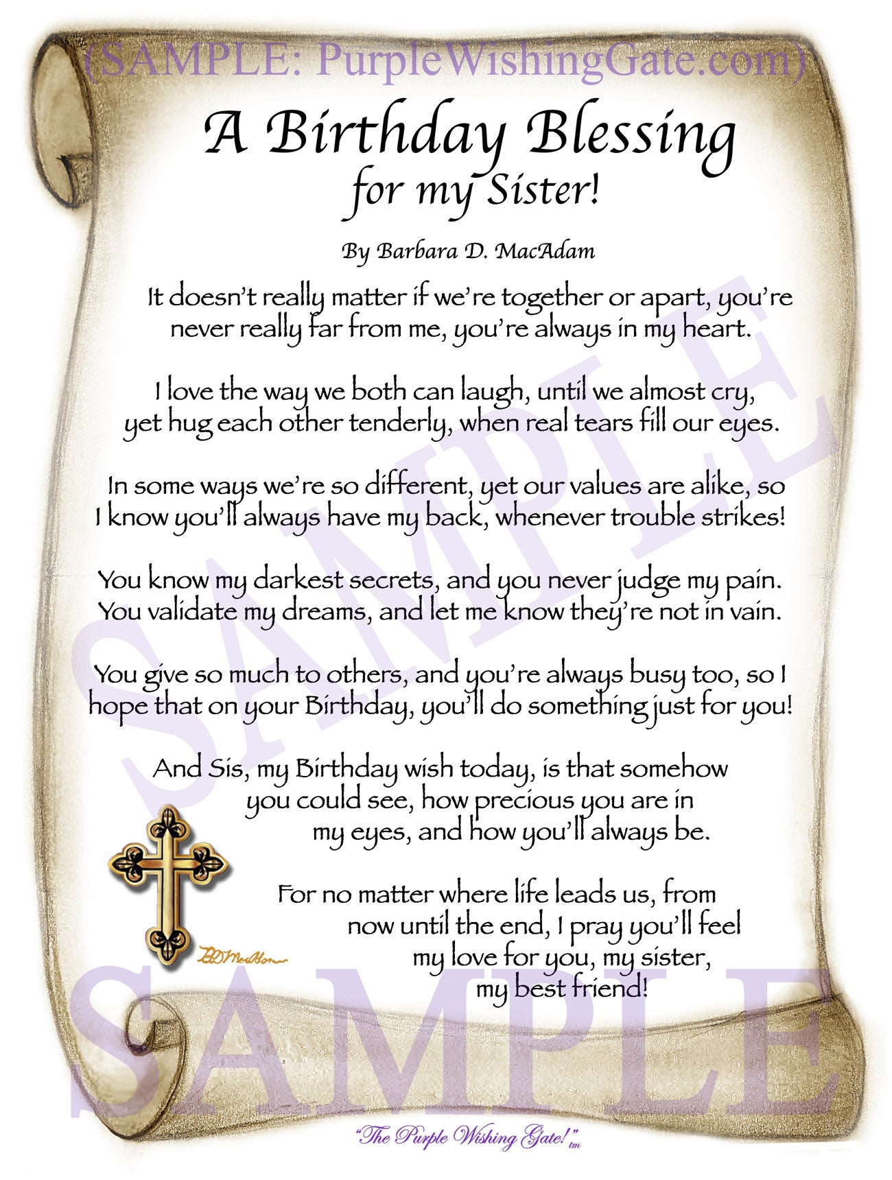 A Birthday Blessing! for my Sister - Birthday Gift - PurpleWishingGate.com