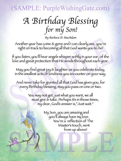 A Birthday Blessing for my Son! - Birthday Gift - PurpleWishingGate.com