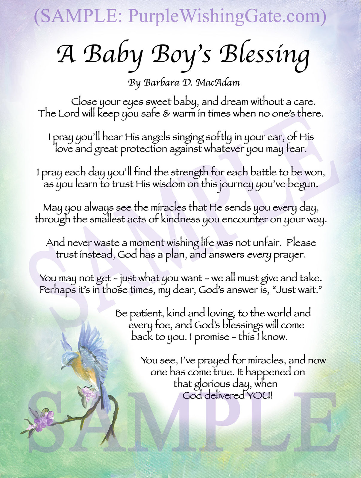 A Baby Boy's Blessing - Baby Gift - PurpleWishingGate.com