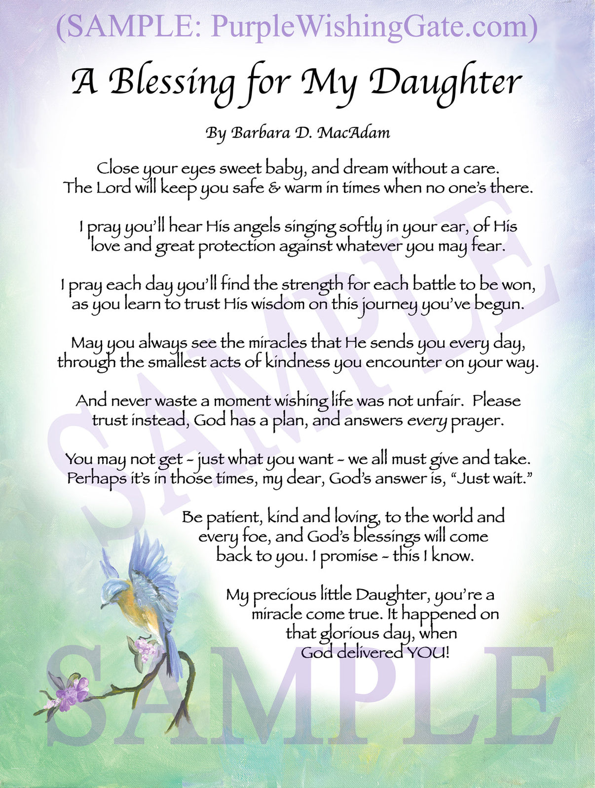 A Blessing for My Daughter (baby) - Baby Gift - PurpleWishingGate.com