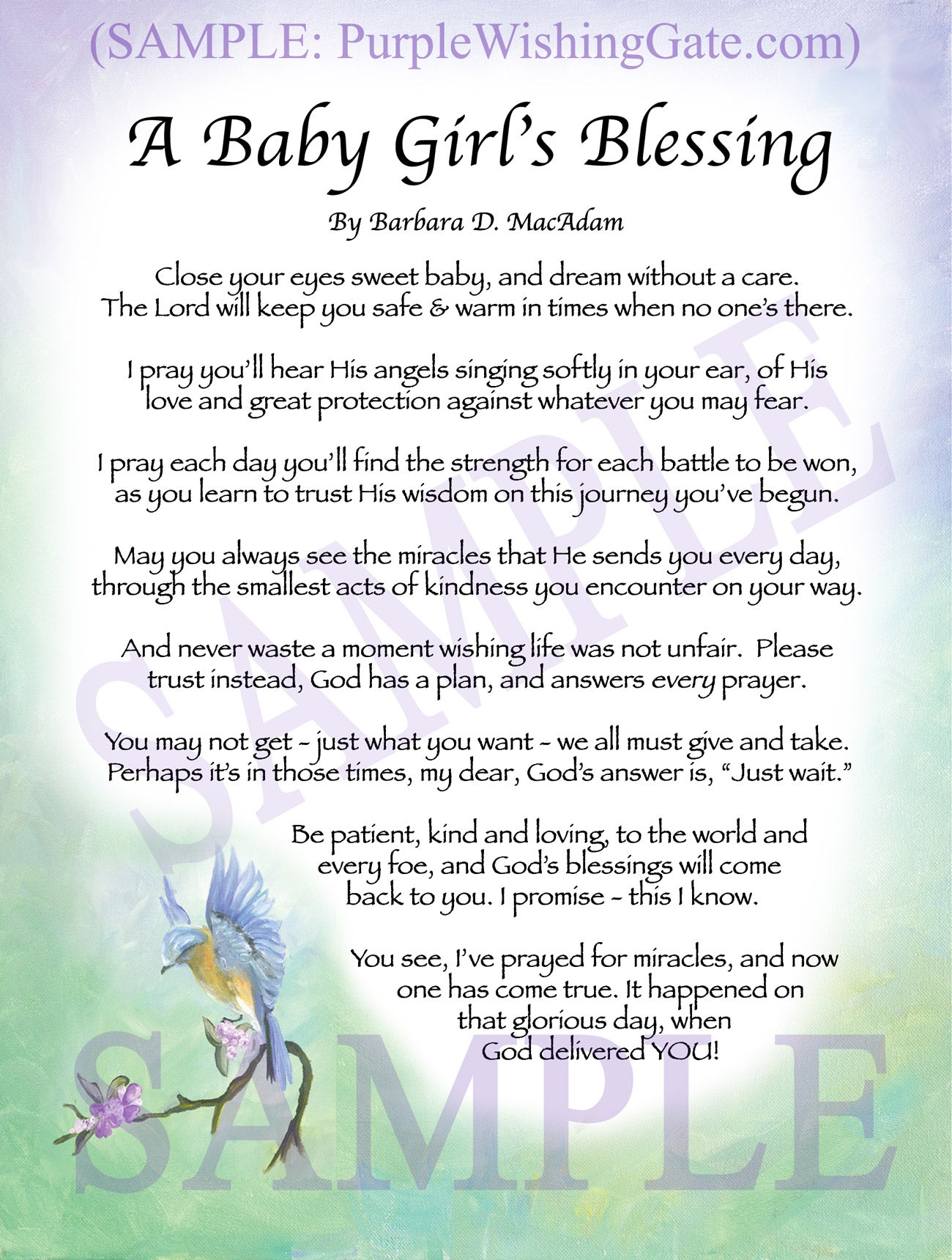 A Baby Girl's Blessing - Baby Gift - PurpleWishingGate.com