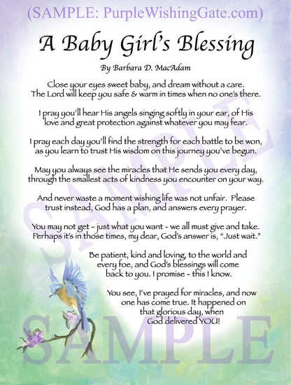 A Baby Girl's Blessing - Baby Gift - PurpleWishingGate.com