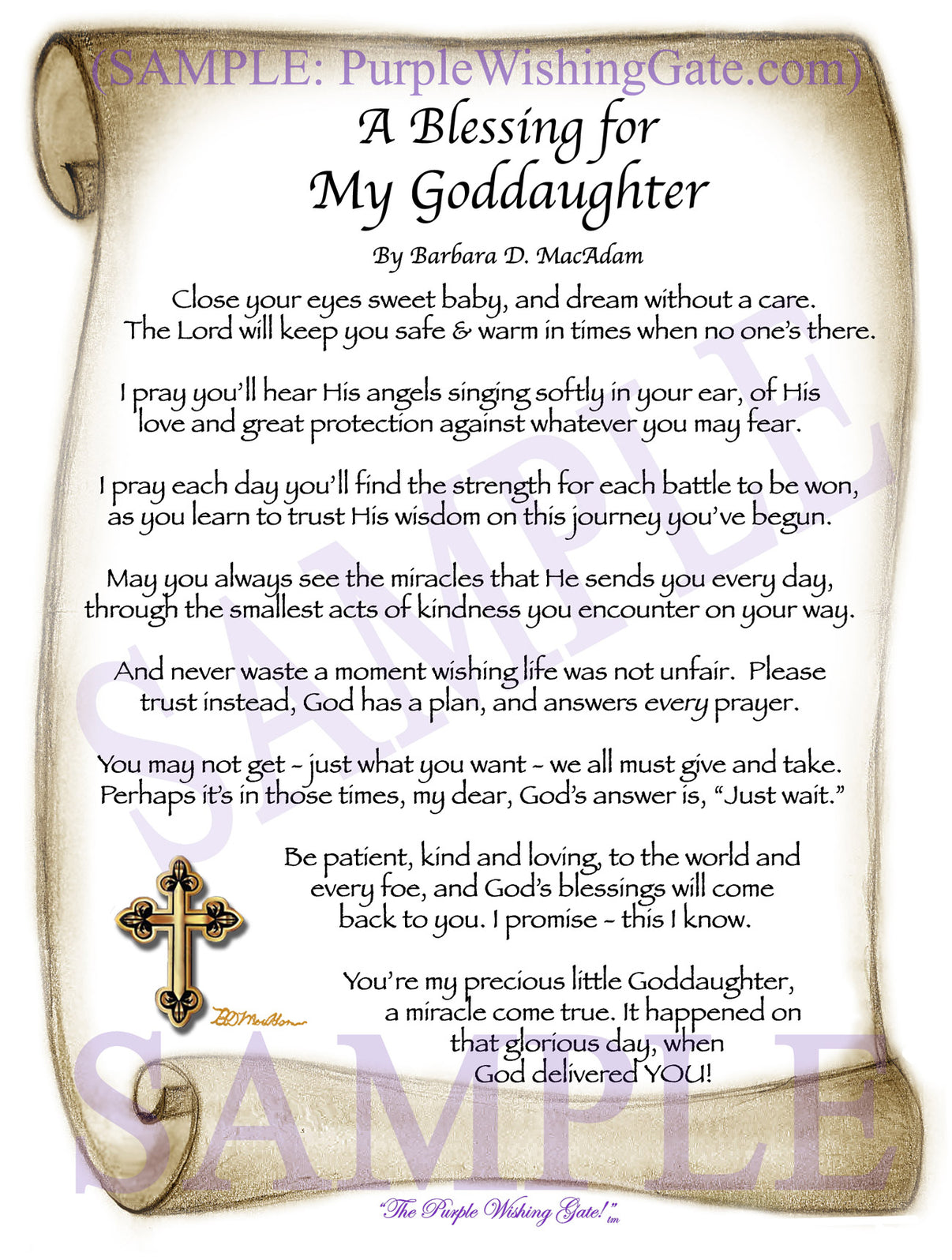 A Blessing for My Goddaughter (baby) - Baby Gift - PurpleWishingGate.com