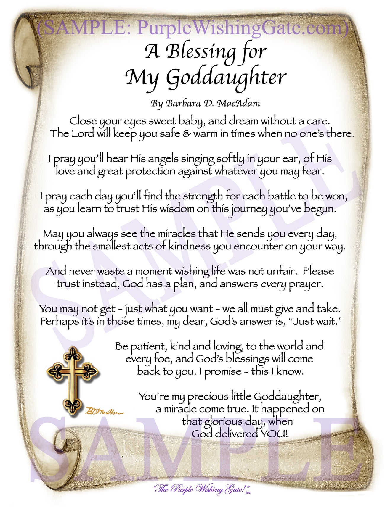 A Blessing for My Goddaughter (baby) - Baby Gift - PurpleWishingGate.com