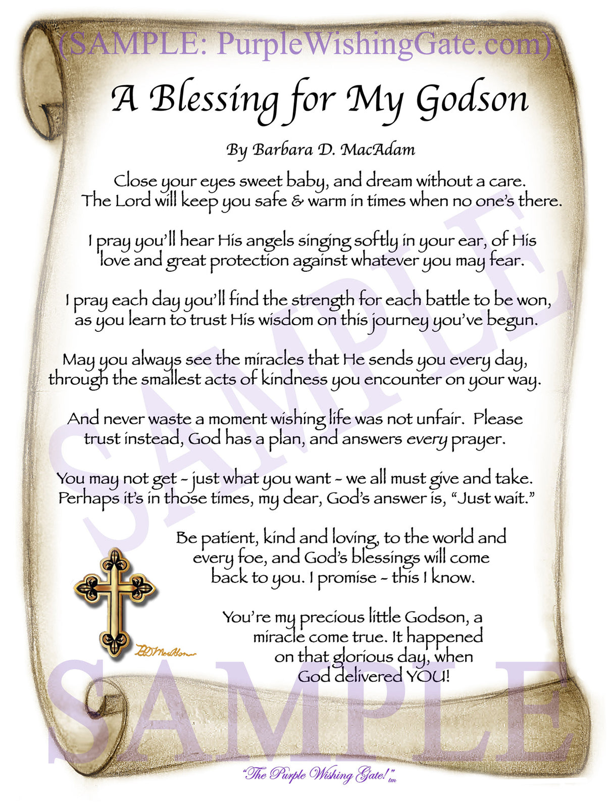A Blessing for My Godson (baby) - Baby Gift - PurpleWishingGate.com