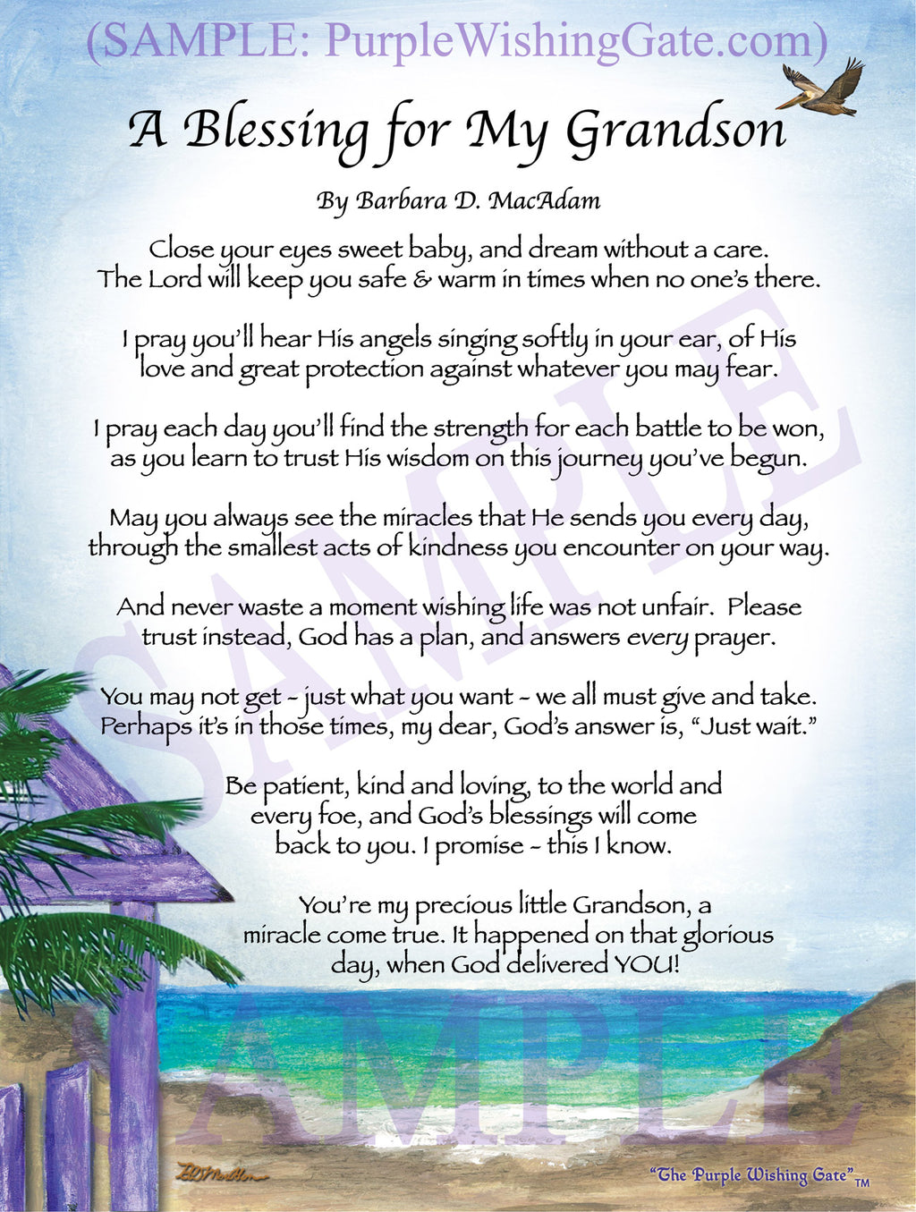 A Blessing for My Grandson (baby) - Baby Gift - PurpleWishingGate.com