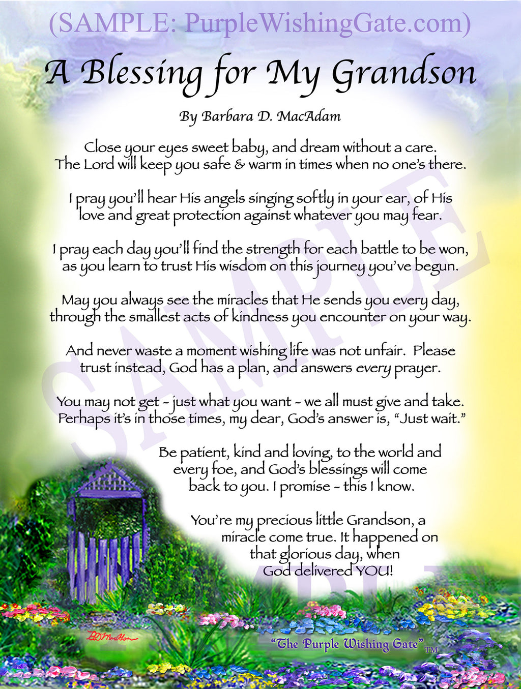 A Blessing for My Grandson (baby) - Baby Gift - PurpleWishingGate.com