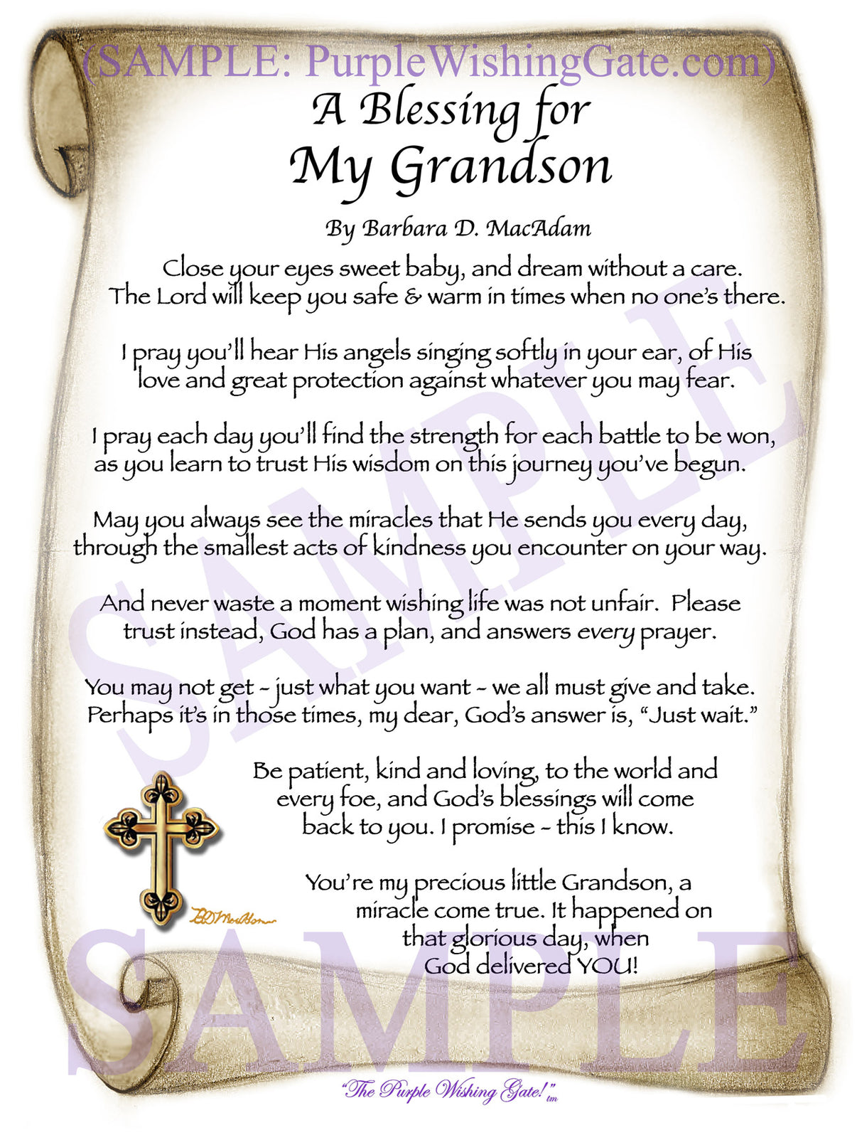 A Blessing for My Grandson (baby) - Baby Gift - PurpleWishingGate.com