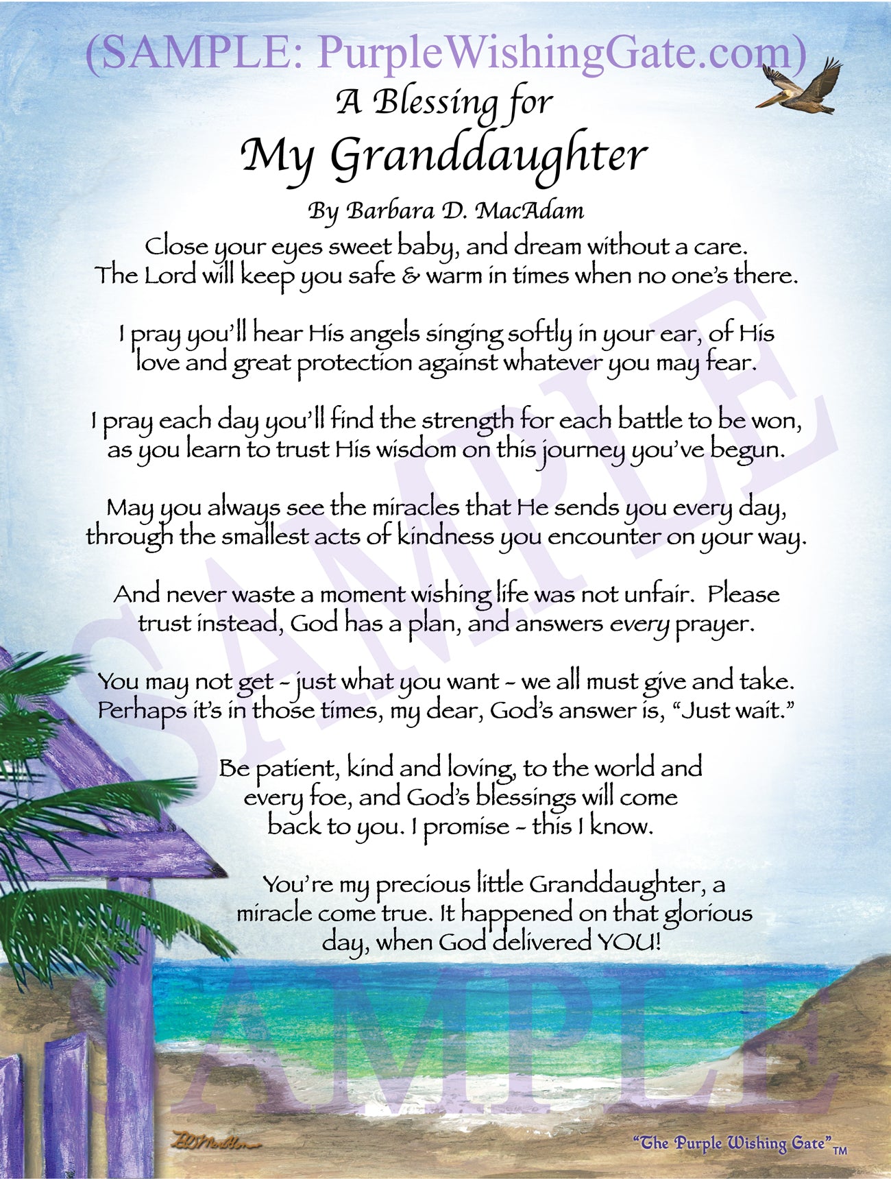 A Blessing for My Granddaughter (baby) - Baby Gift - PurpleWishingGate.com