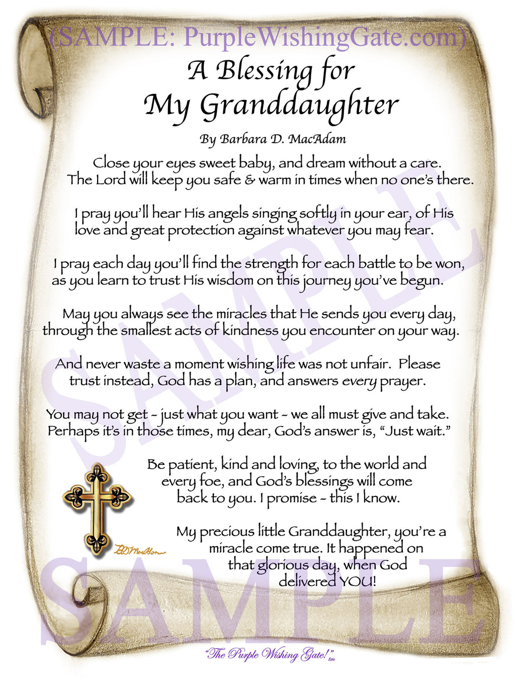 A Blessing for My Granddaughter (baby) - Baby Gift - PurpleWishingGate.com
