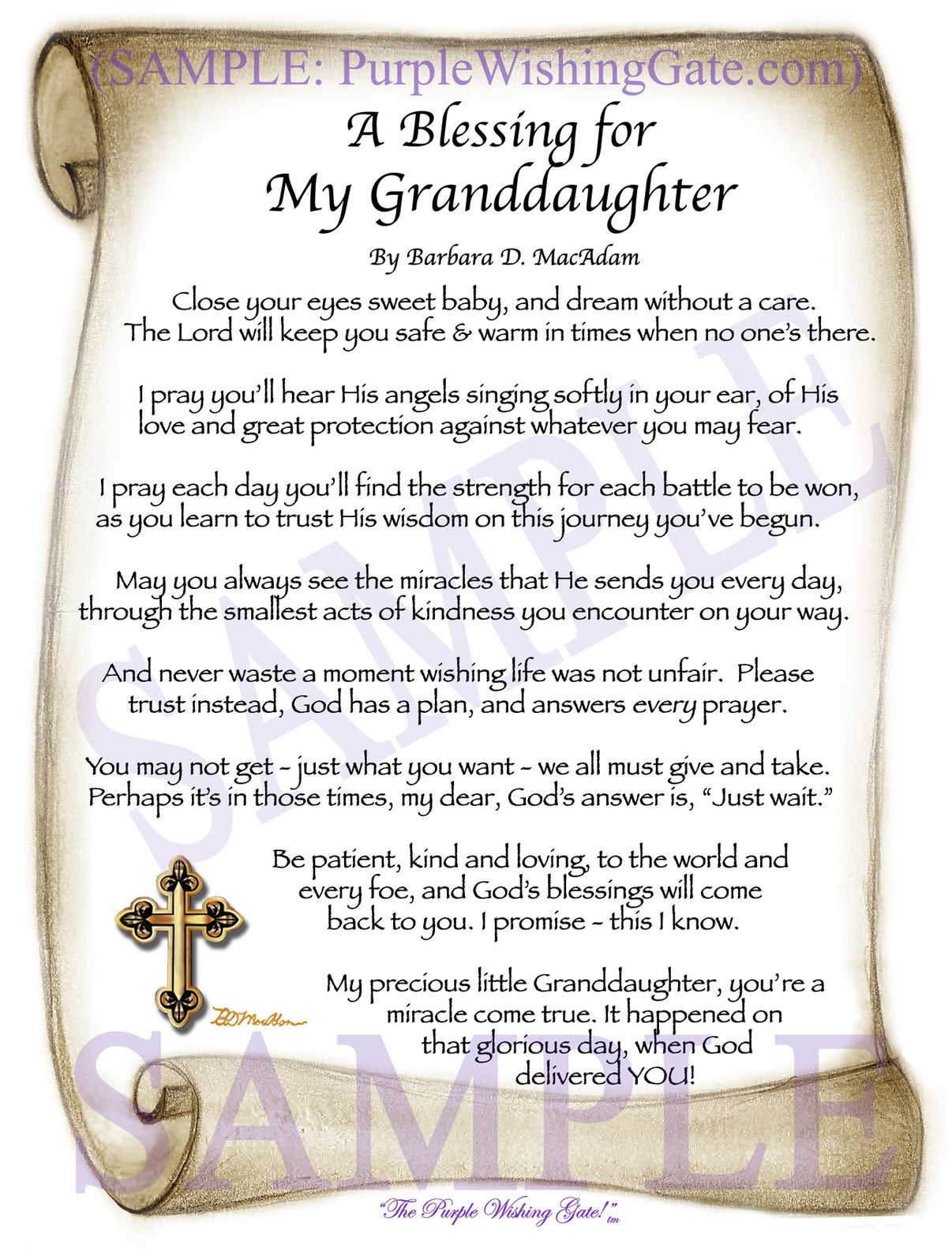 A Blessing for My Granddaughter (baby) - Baby Gift - PurpleWishingGate.com