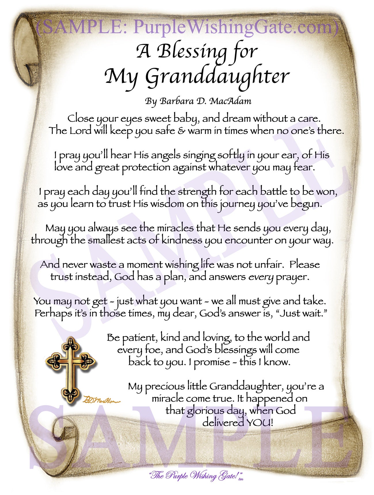 A Blessing for My Granddaughter (baby) - Baby Gift - PurpleWishingGate.com