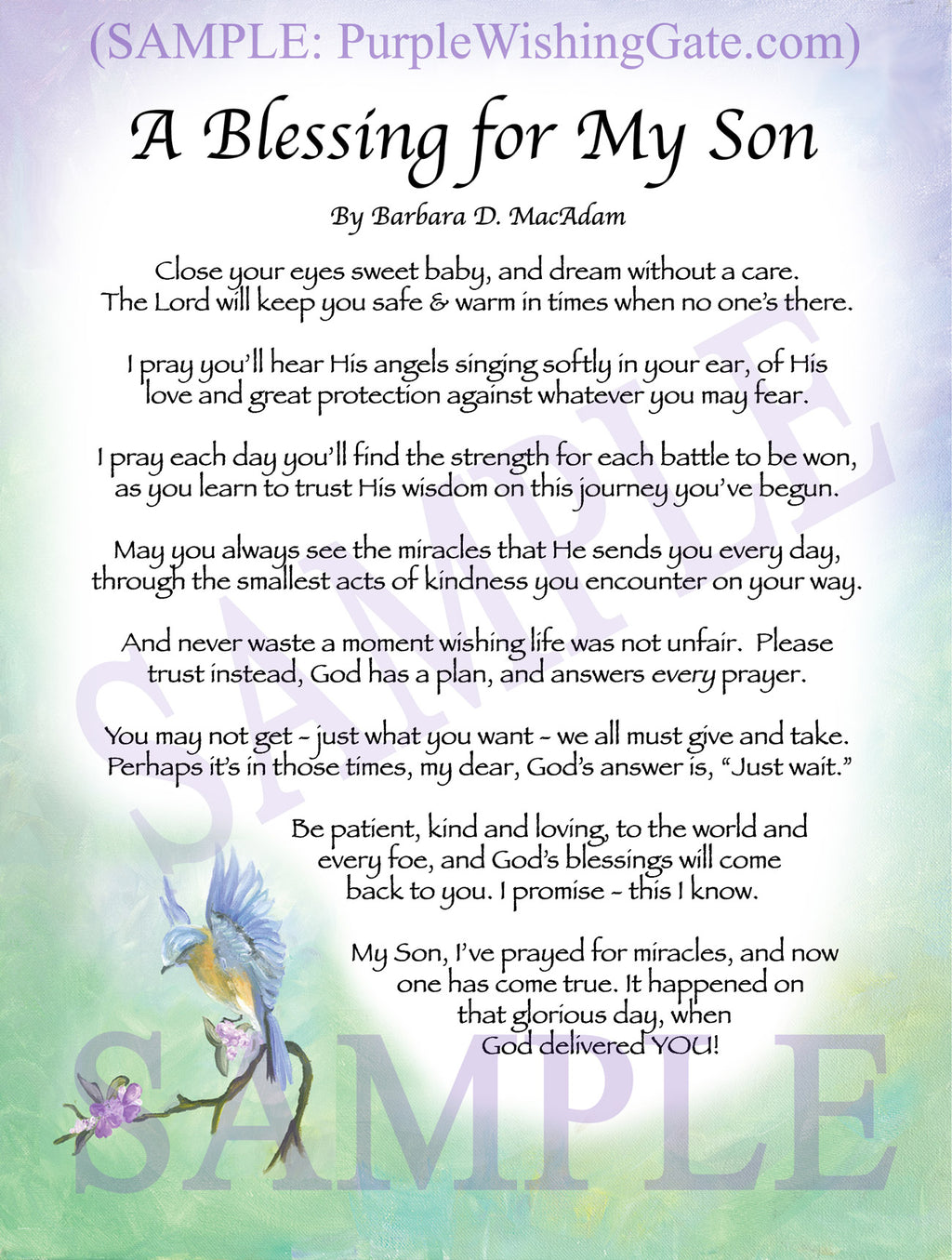 A Blessing for My Son (baby) - Baby Gift - PurpleWishingGate.com