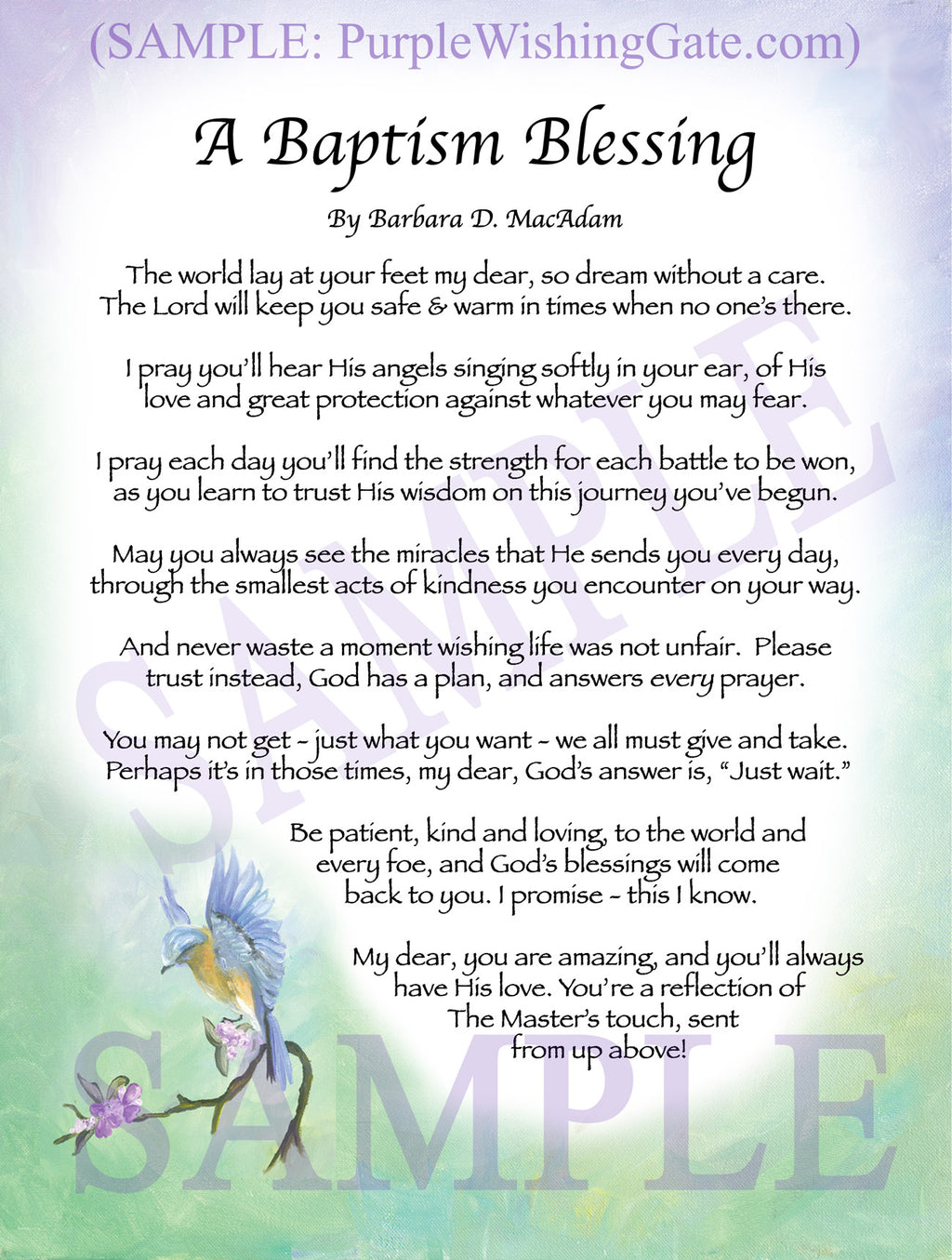 A Baptism Blessing - Baptism Gift - PurpleWishingGate.com