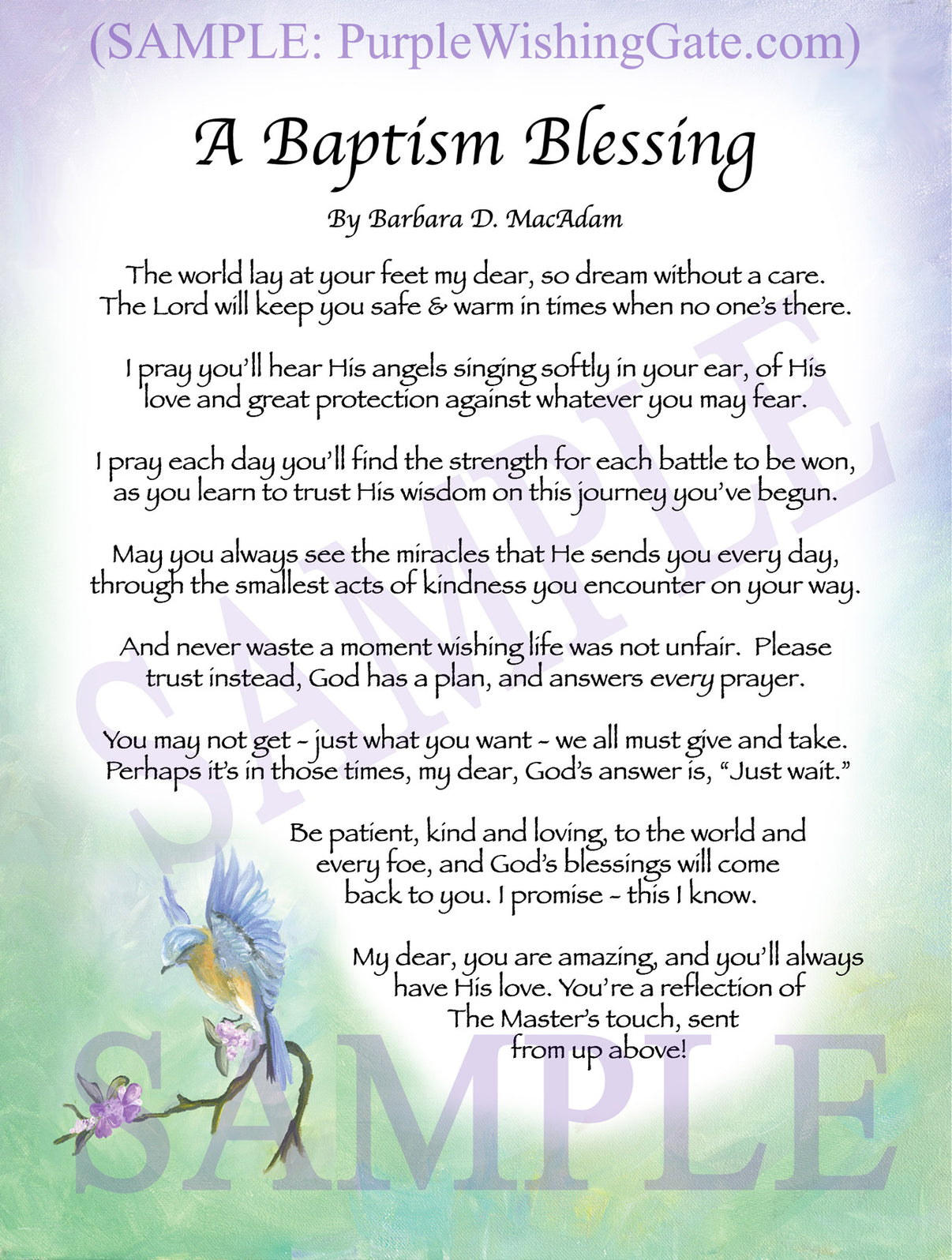 A Baptism Blessing - Baptism Gift - PurpleWishingGate.com