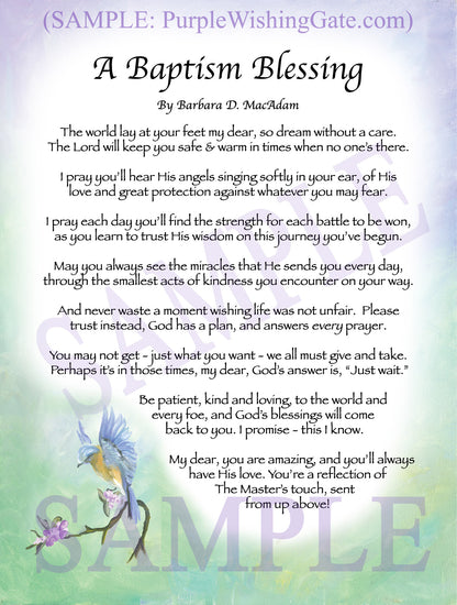 A Baptism Blessing - Baptism Gift - PurpleWishingGate.com