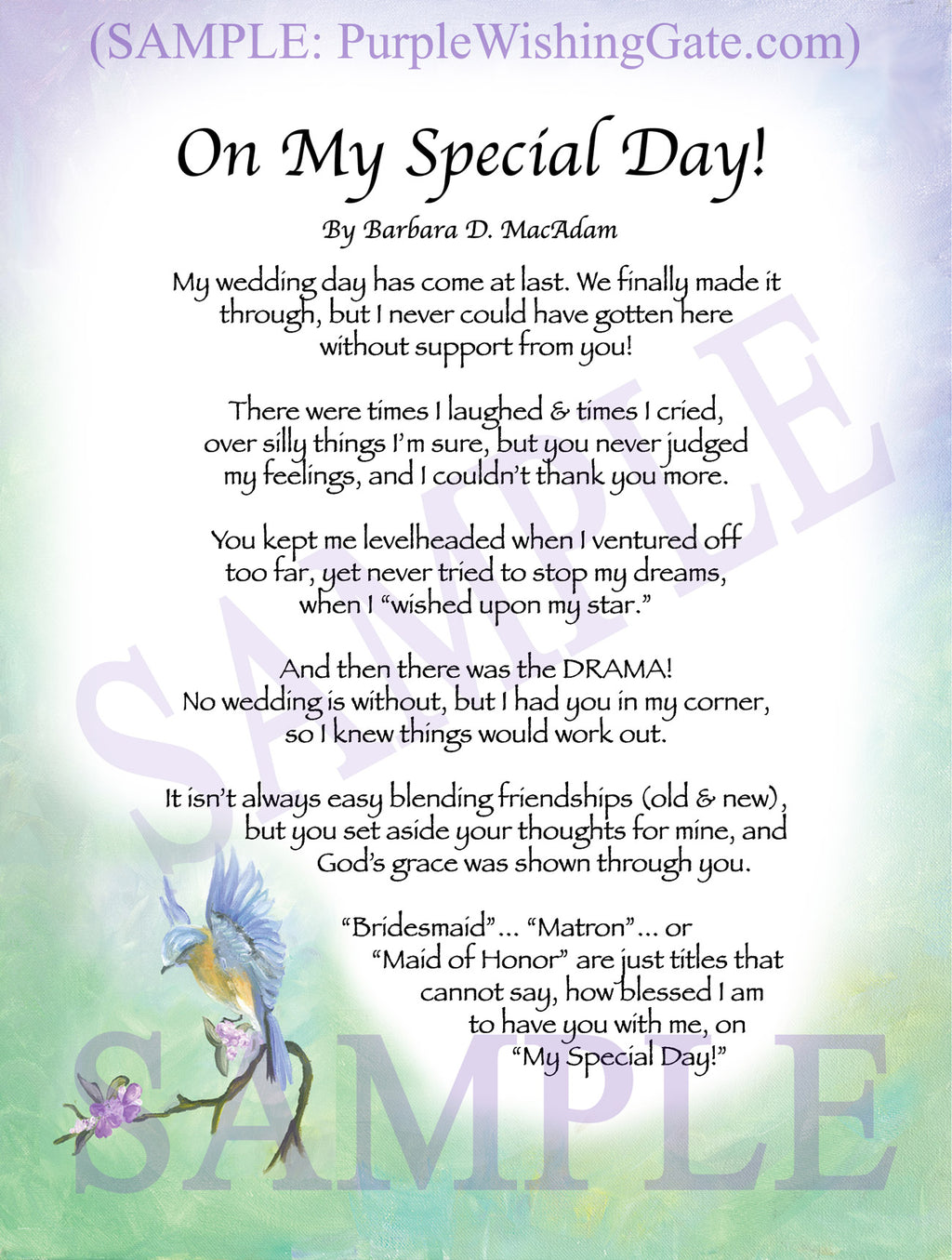 On My Special Day | Bridal Party Gift: Bluebird
