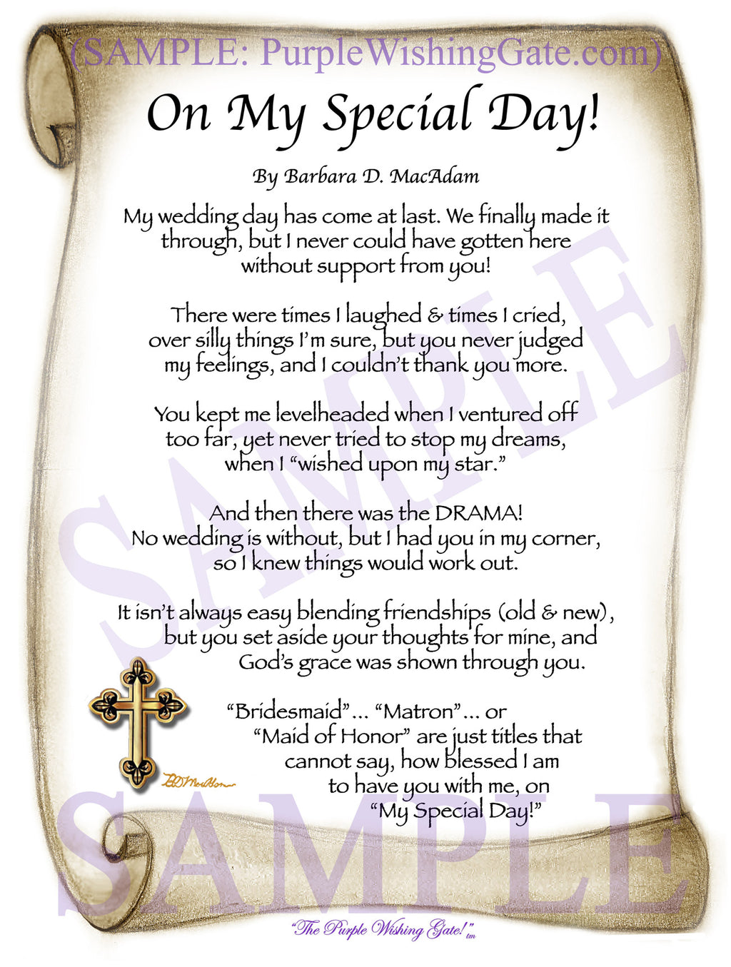 On My Special Day | Bridal Party Gift: Sepia Scroll

