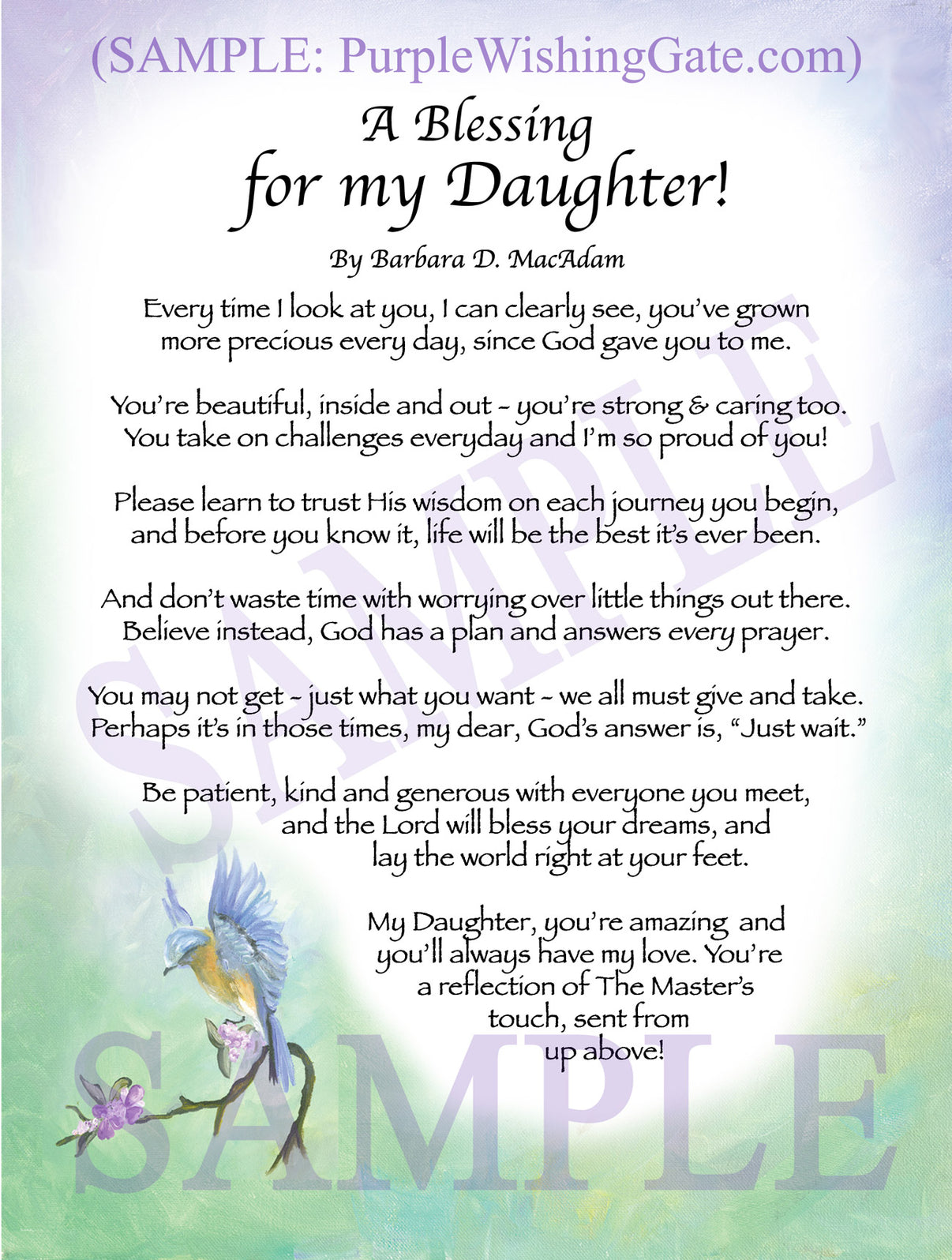 A Blessing for my Daughter! (child-adult) - Gifts for Daughter - PurpleWishingGate.com