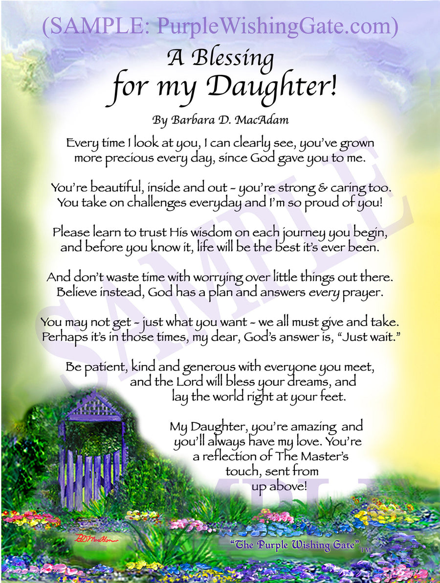 A Blessing for My Daughter: Personalized Gift! | PurpleWishingGate.com