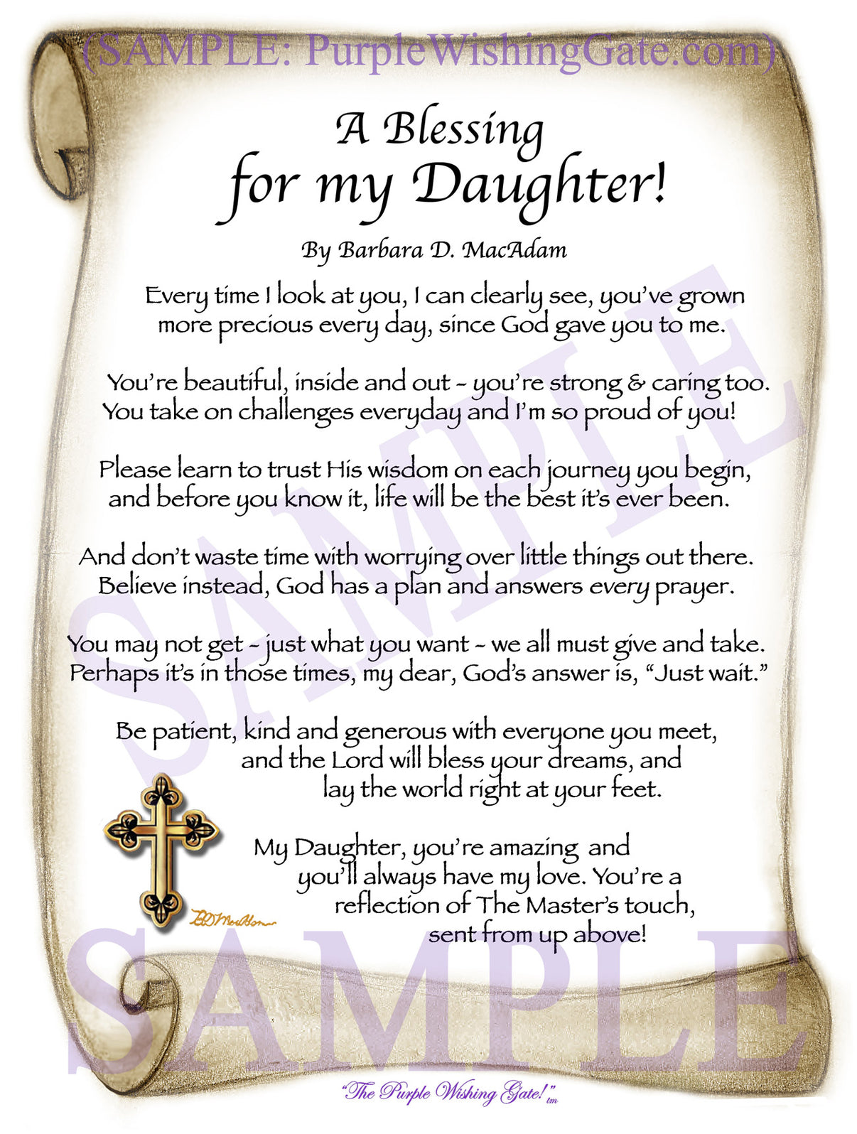 A Blessing for my Daughter! (child-adult) - Gifts for Daughter - PurpleWishingGate.com