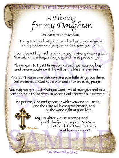 A Blessing for my Daughter! (child-adult) - Gifts for Daughter - PurpleWishingGate.com