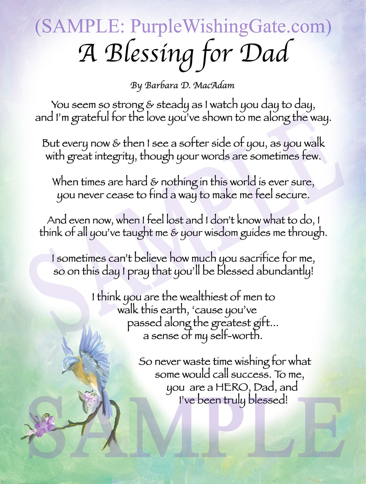 A Blessing for Dad - Gifts for Dad-Father - PurpleWishingGate.com