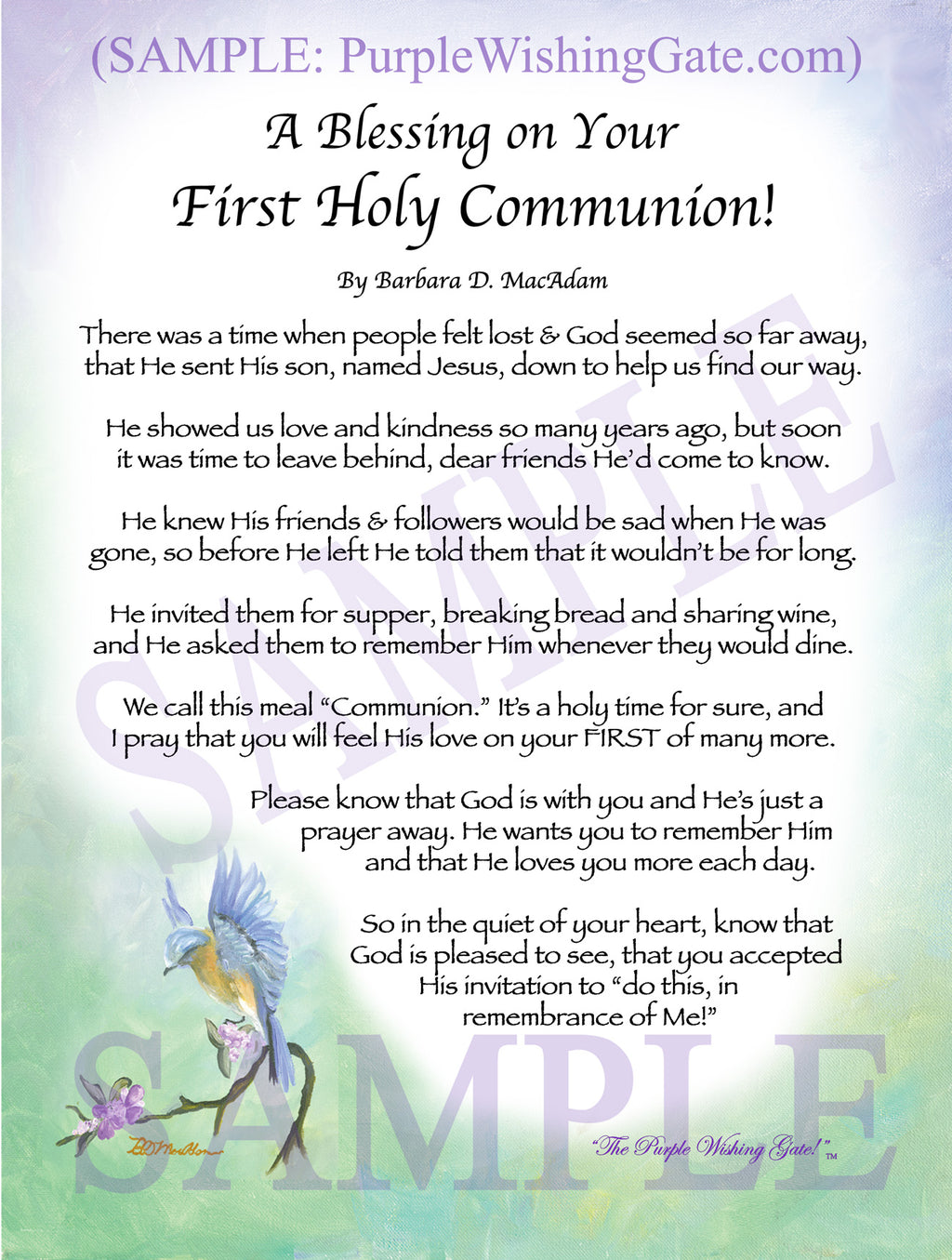 A Blessing on Your First Holy Communion: Bluebird

