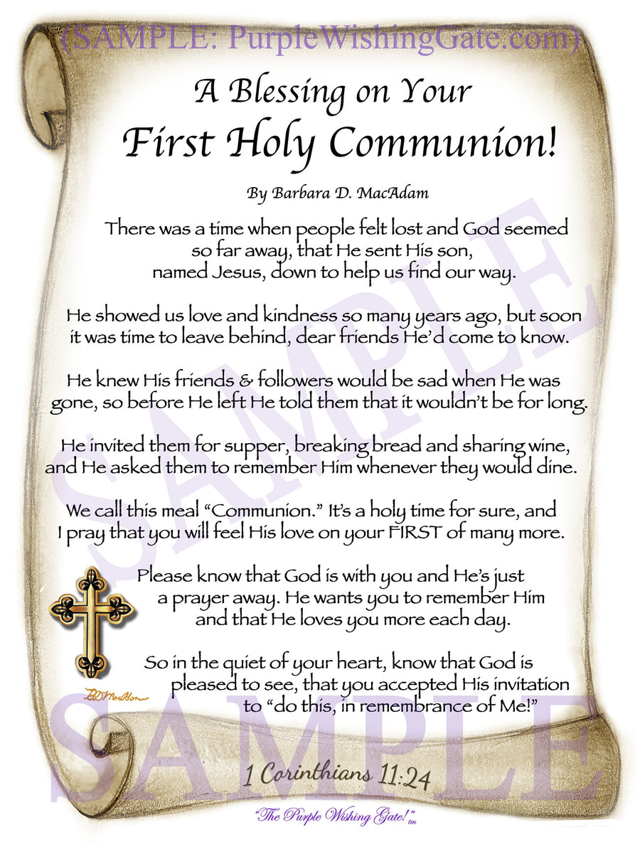 
              A Blessing on Your First Holy Communion | Communion Gift | PurpleWishingGate.com
                
        	