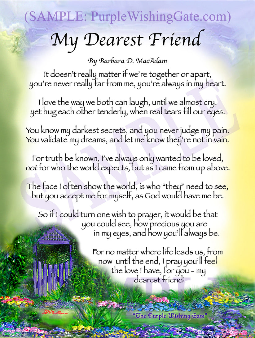 A Friends Blessing: Personalized Poem Gift! – Purple Wishing Gate