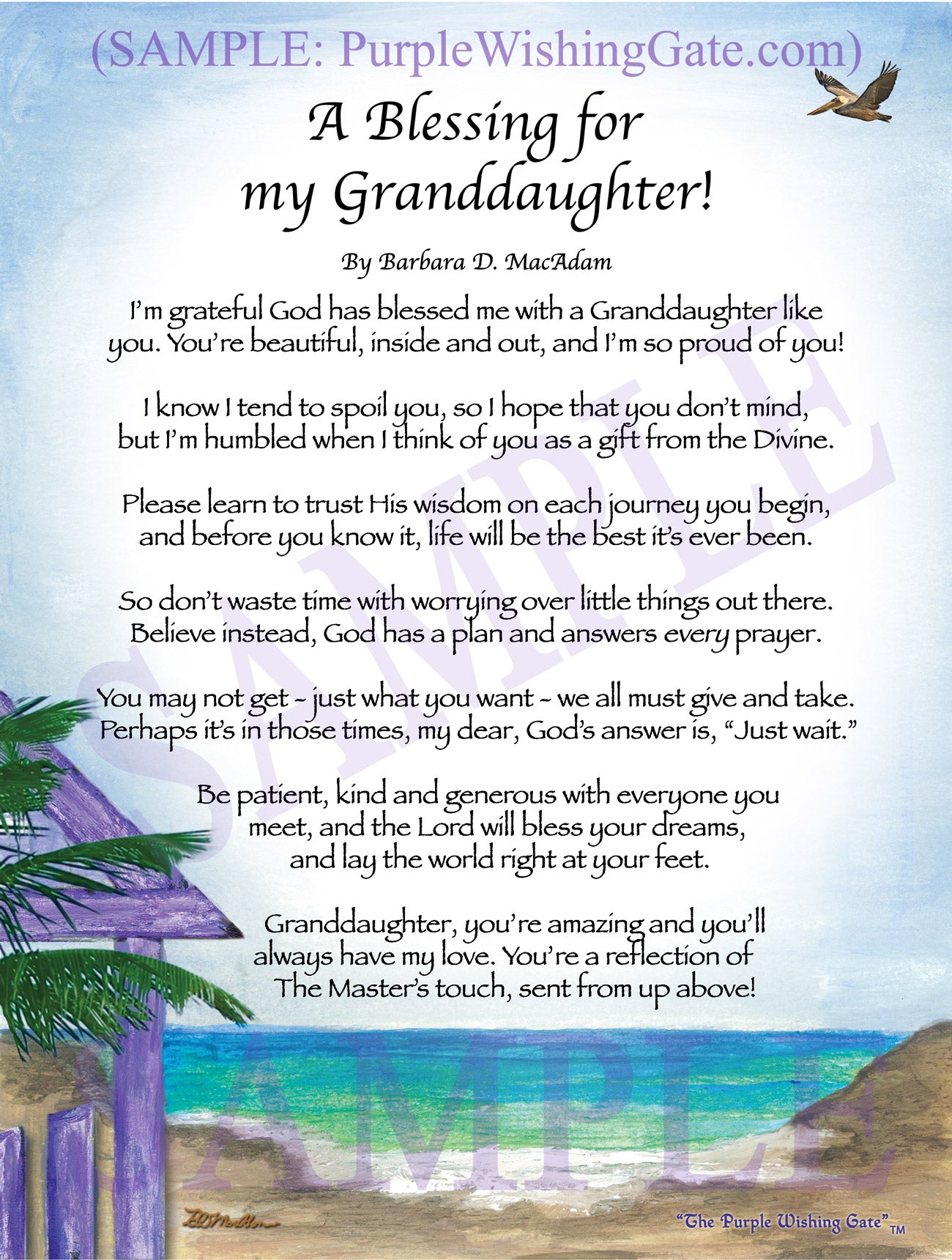 A Blessing for My Granddaughter! (child-adult) - Gifts for Granddaughter - PurpleWishingGate.com