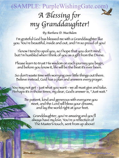 A Blessing for My Granddaughter! (child-adult) - Gifts for Granddaughter - PurpleWishingGate.com
